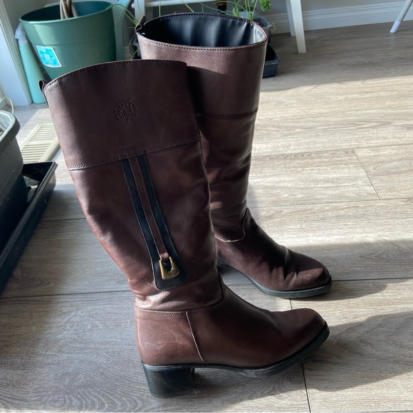Aqua College Brown Leather Fleece Lining Riding Boots - Picture 7 of 13